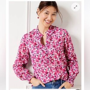 Talbots Smocked Cuff Ruffled Blouse Popover Shirt
Blended Hearts - Misses Small